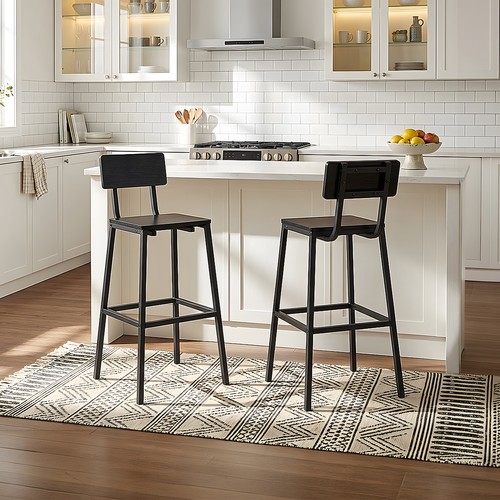 Black bar stools set 2 - black,